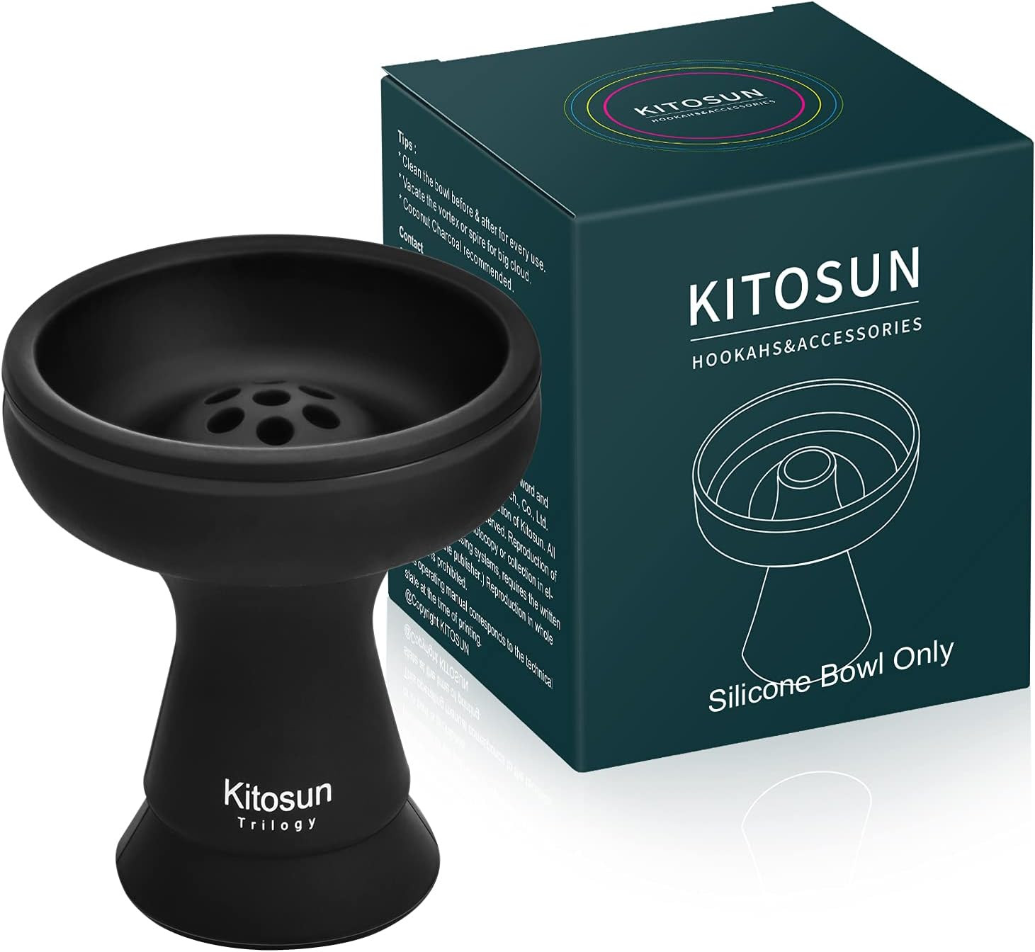 Silicone Hookah Bowl – Silicone Phunnel Bowl with 7 Holes – Shisha Bowl Black…