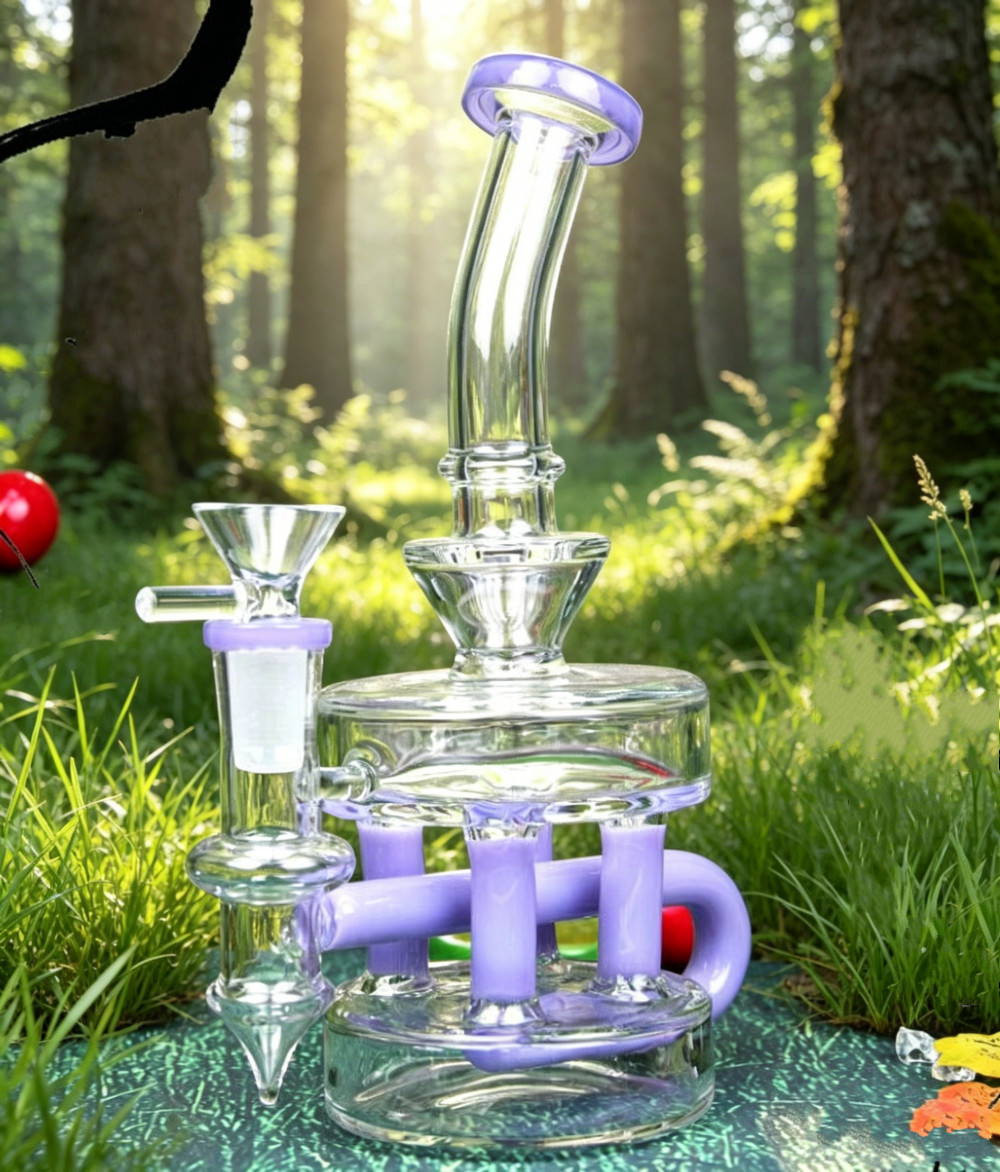 purple Multiple Recycler rig Matrix glass Water Pipe bong Hookah Smoking 14mm