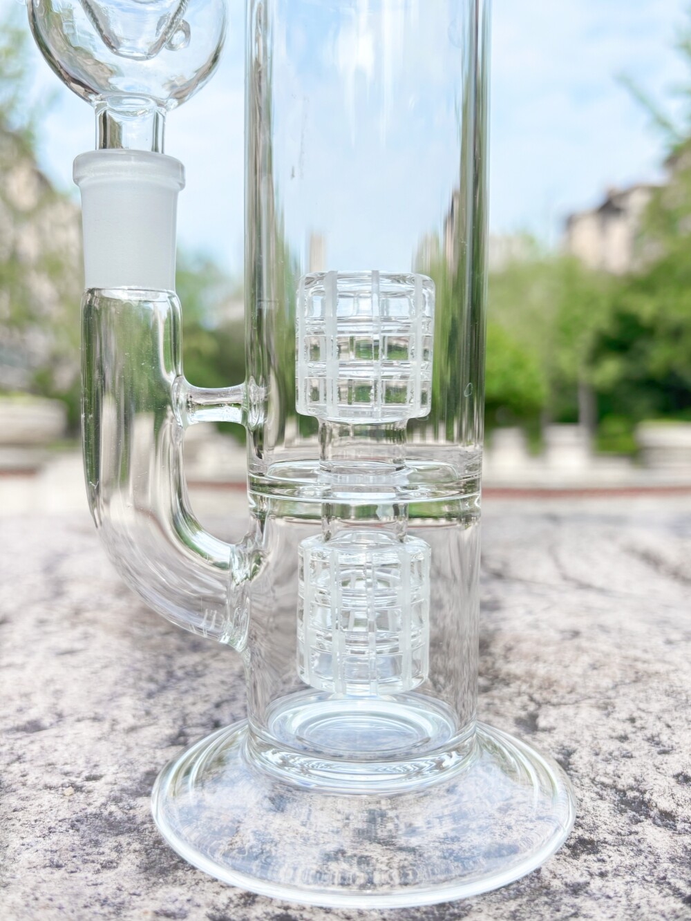 10&Prime; Premium Glass Bong Double Matrix Perc Recycler Water Pipe Hookah Bubbler