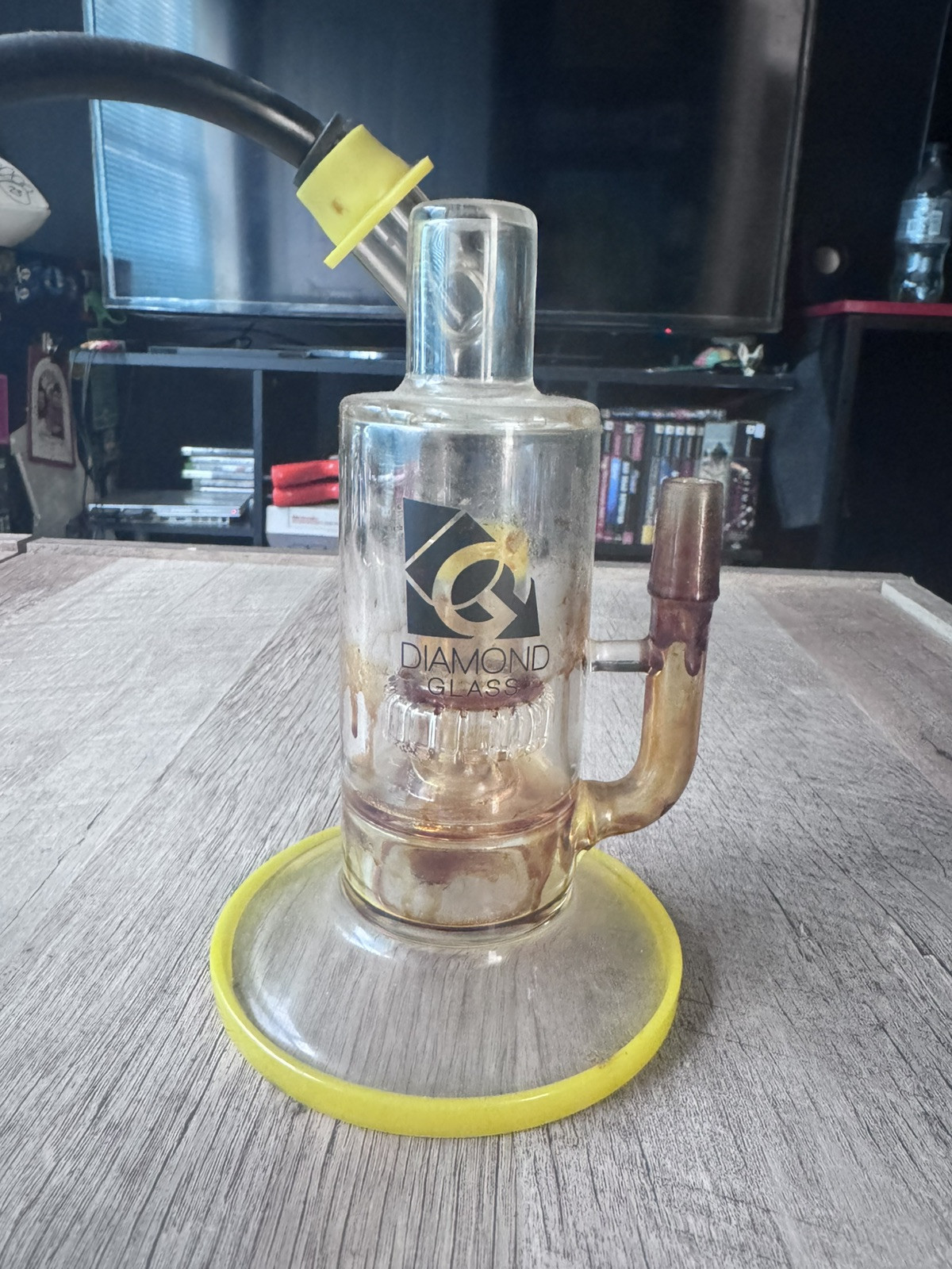 diamond glass water bong. Custom Piece With Hookah Attachment (rare)