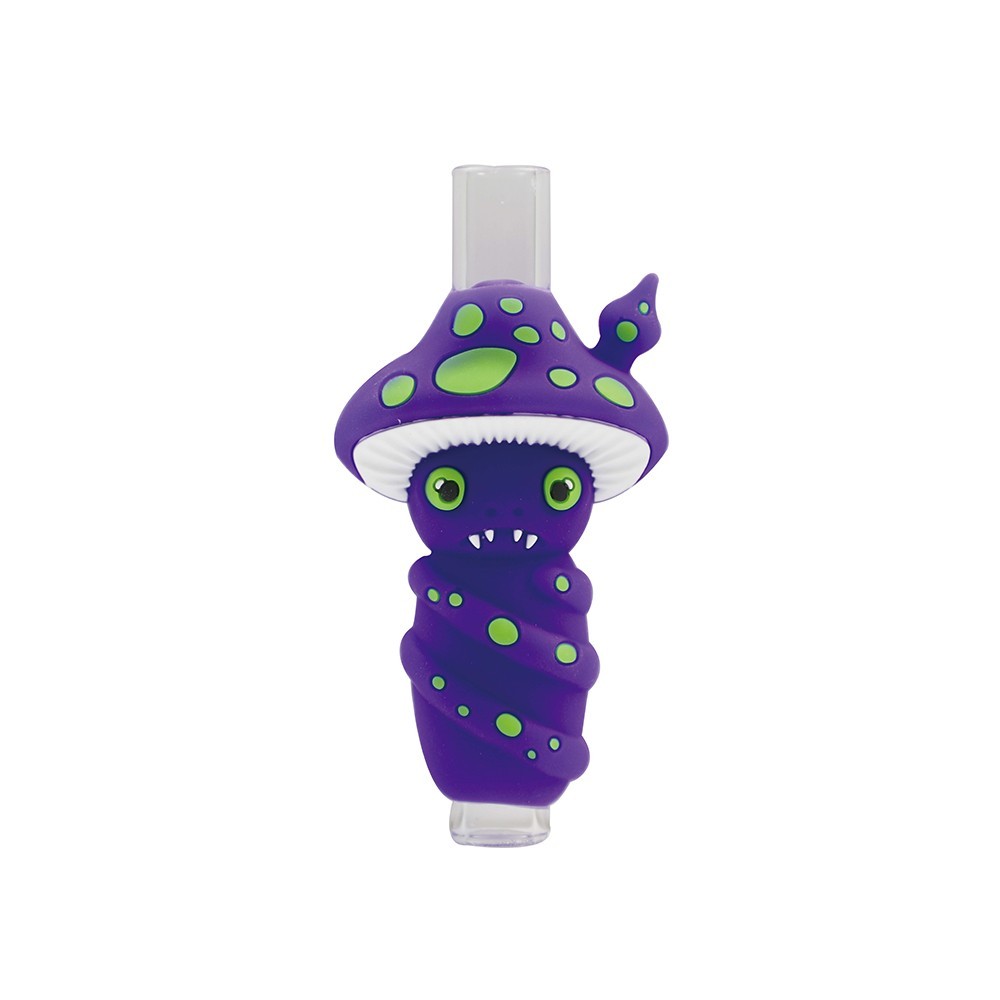 3.3 in Silicone Hookah Smoking Bong Shisha Water Pipe Glass Bowl-Mushroom Purple