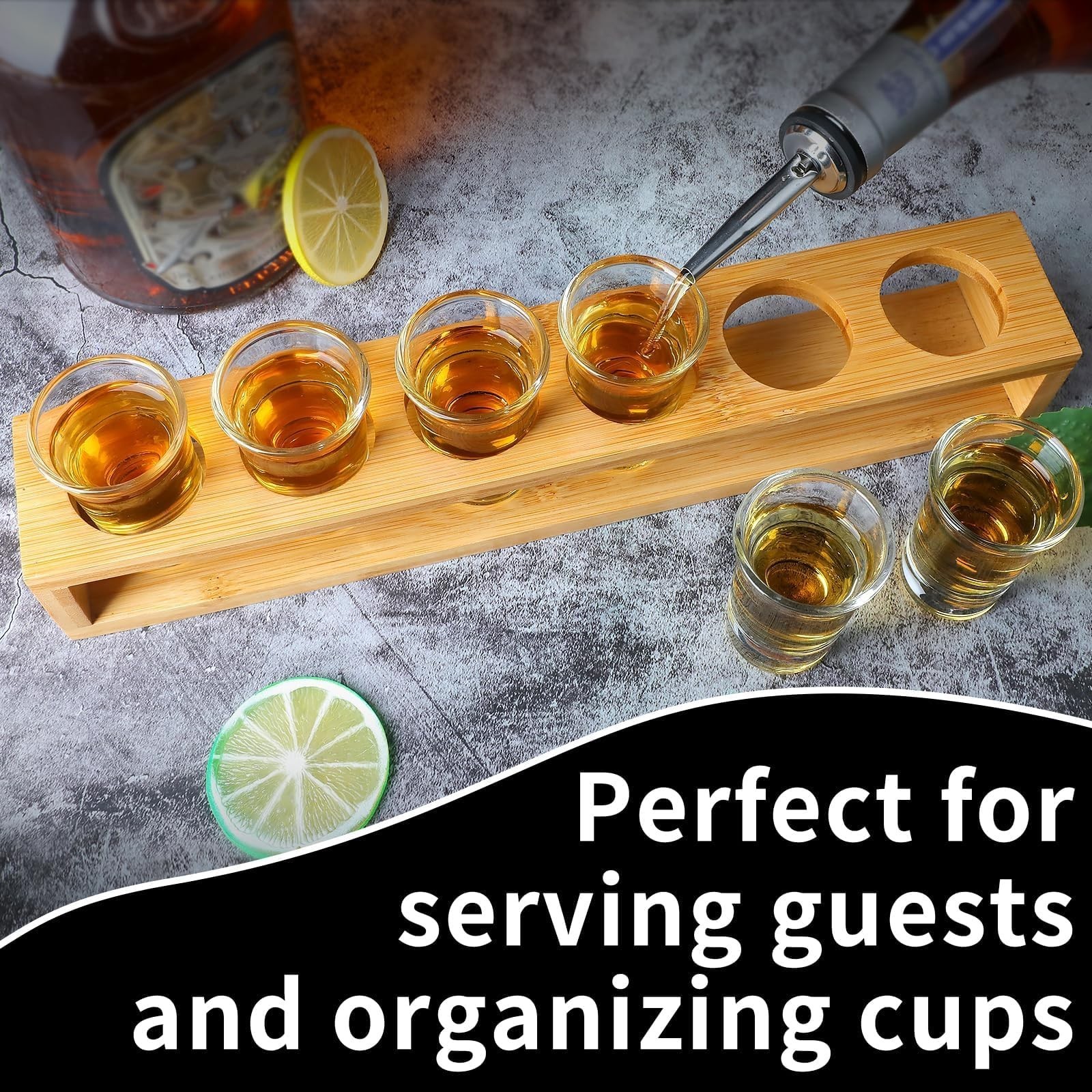 Shot Glasses Set of 6 Shot Glass Tray Holder 1oz/30ml Bulk Glass Shot Glasses…