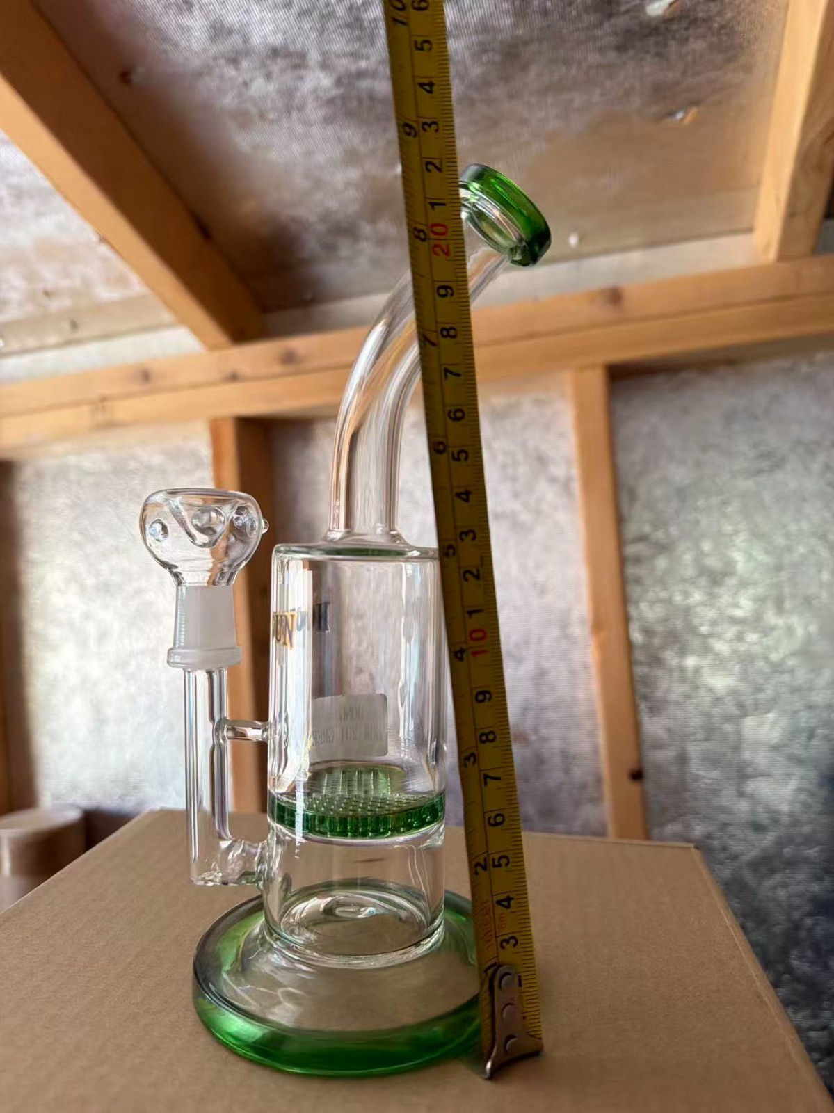 Green Base Glass Water Pipe Bong with Honeycomb Perc Approx 9  » Includes Bowl