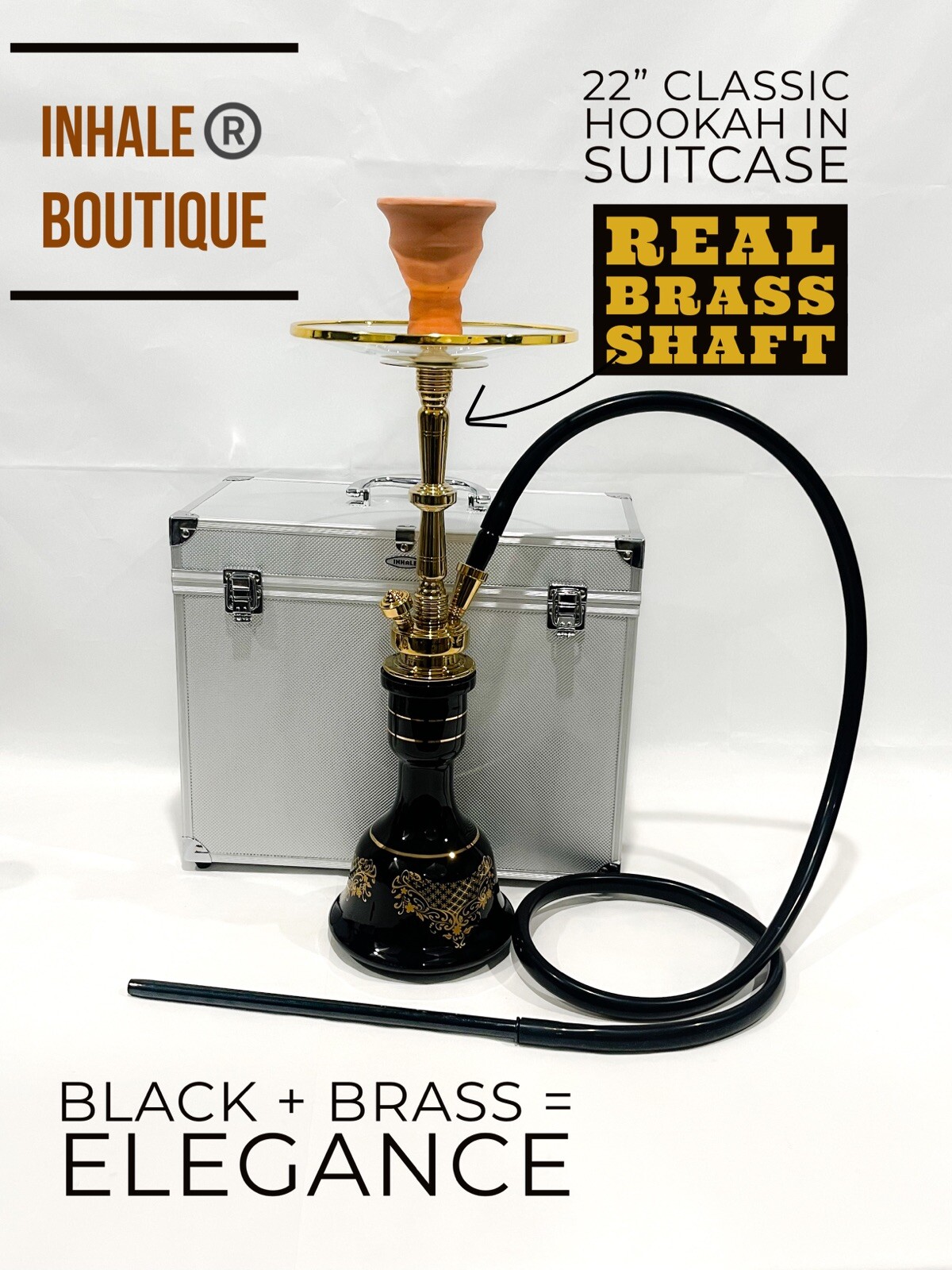 Classic Hookah Set With Solid Brass Shaft In a Suitcase From Gun Hookah Creators