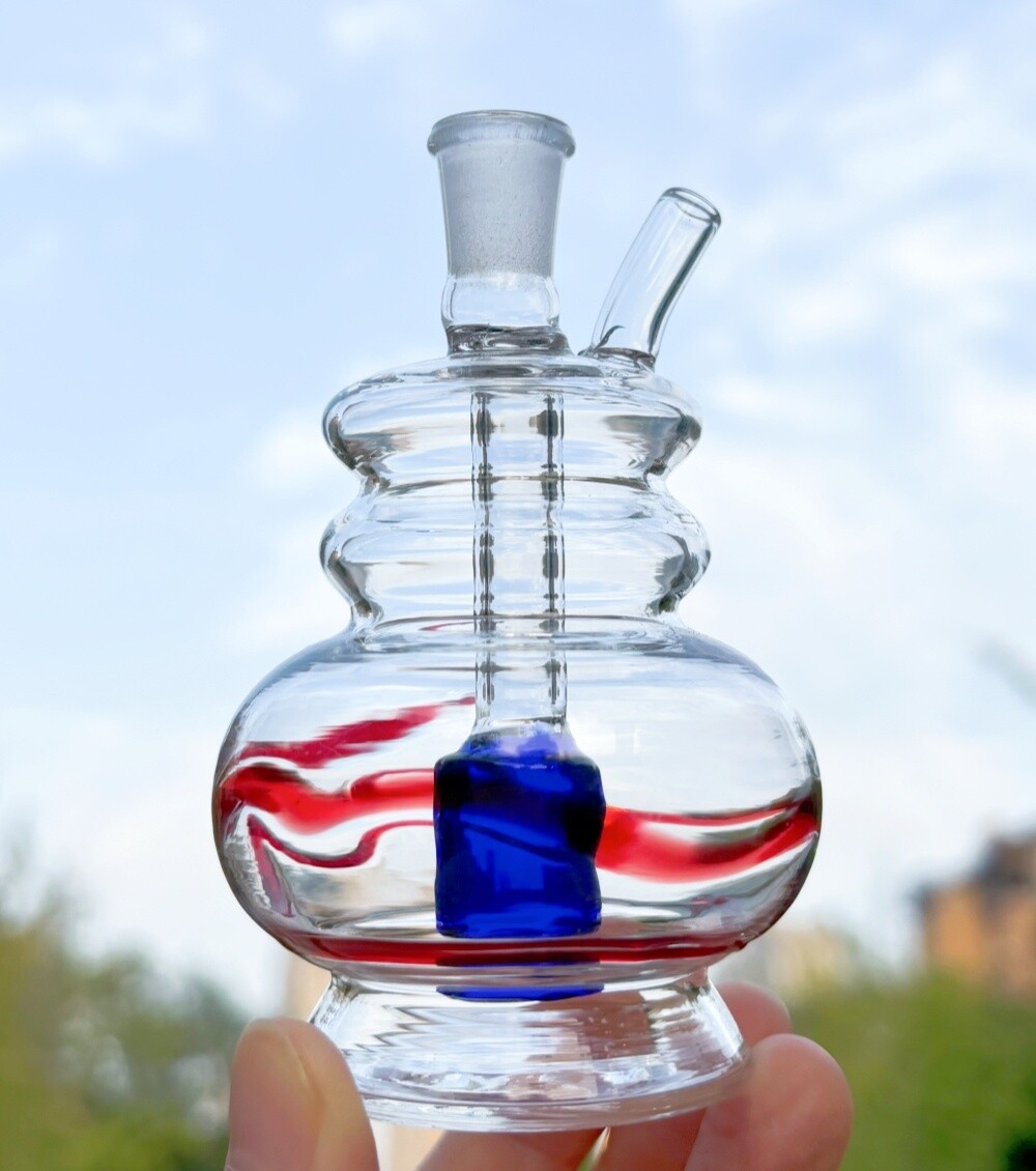 MINI 4&Prime; Glass Bong Small Water Pipes Perc Smoking Hookah Bubbler W/ Bowl & Hose