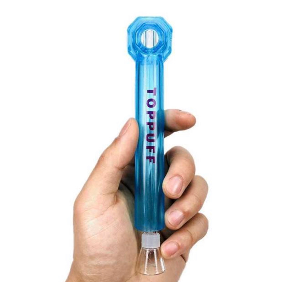 Blue Screw-on Water Bottle Converter Glass Bong Hookahs x2units