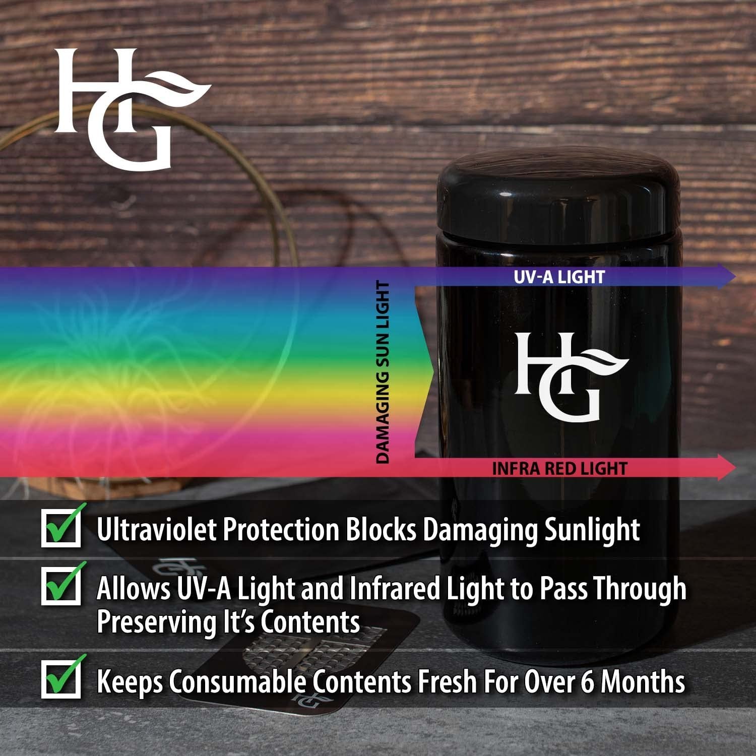 Herb Guard – 2 Oz Airtight Ultraviolet Jar (1 Liter) Keeps Herbs Fresh for Mo…