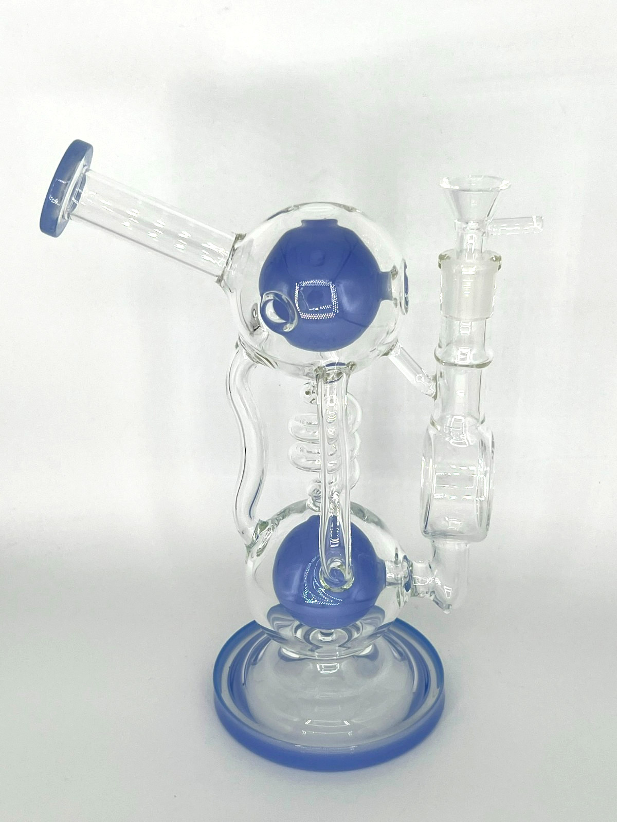 10&Prime; DOUBLE BUBBLE BIG RECYCLER PERC BONG RIG-BENT NECK-14MM BOWL-2 FREE GIFTS💎
