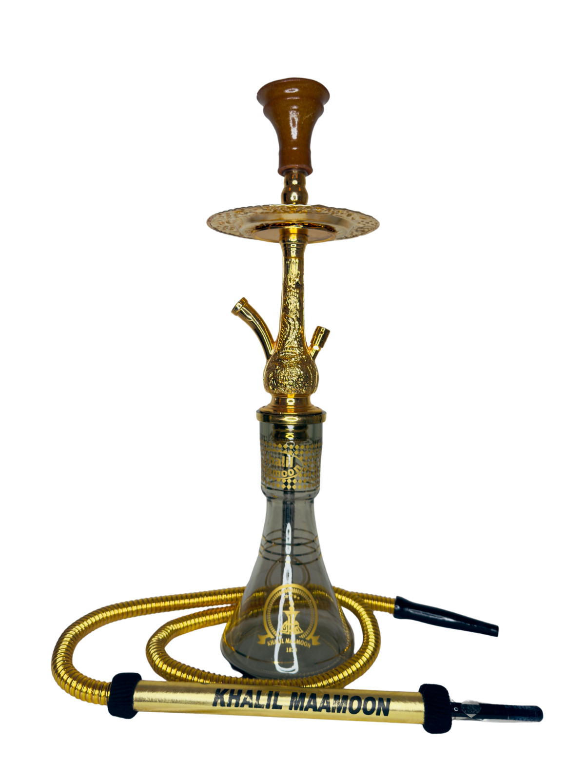 Khalil Maamoon Egyptian Hookah shisha set handcrafted Qazaz small (gold)