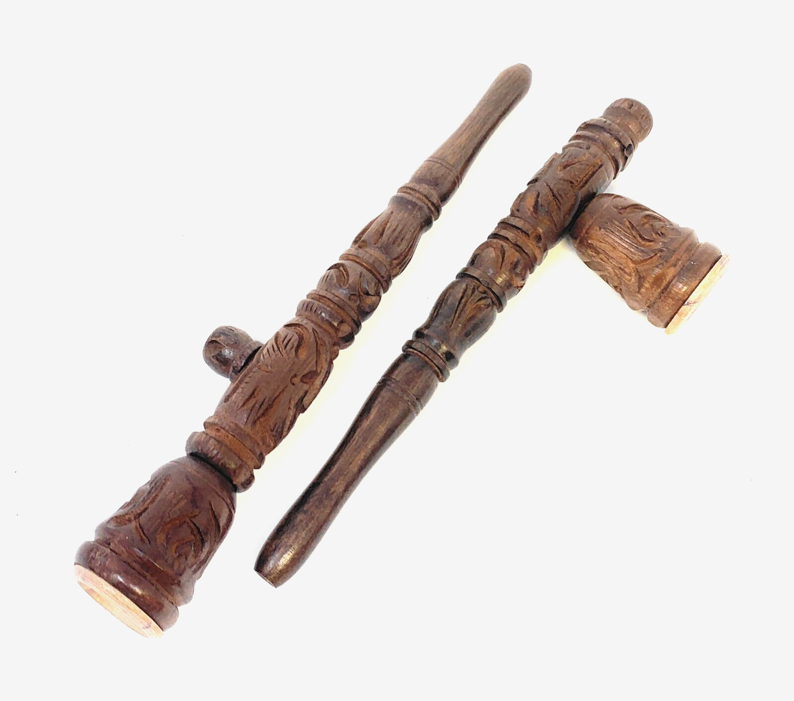 Handcrafted Red Wood Smoking pipe Stone Bowl Hookah Style 2 in 1 Pipe 6.5 inches