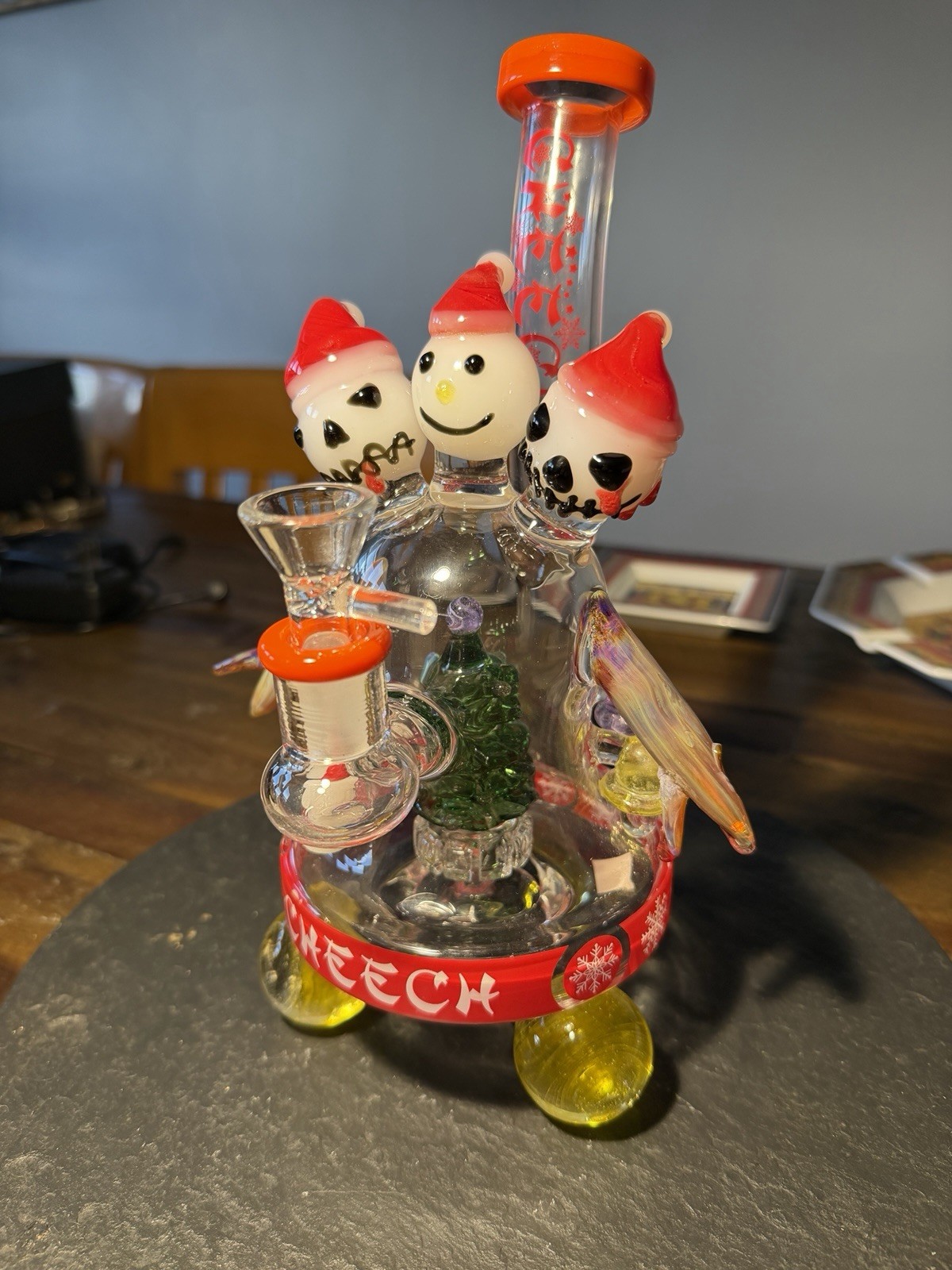CHEECH GLASS 11’ ‘XMAS Frosty&rsquo;s Ultimate Holiday’ | 3-Headed Skeleton Water Pipe