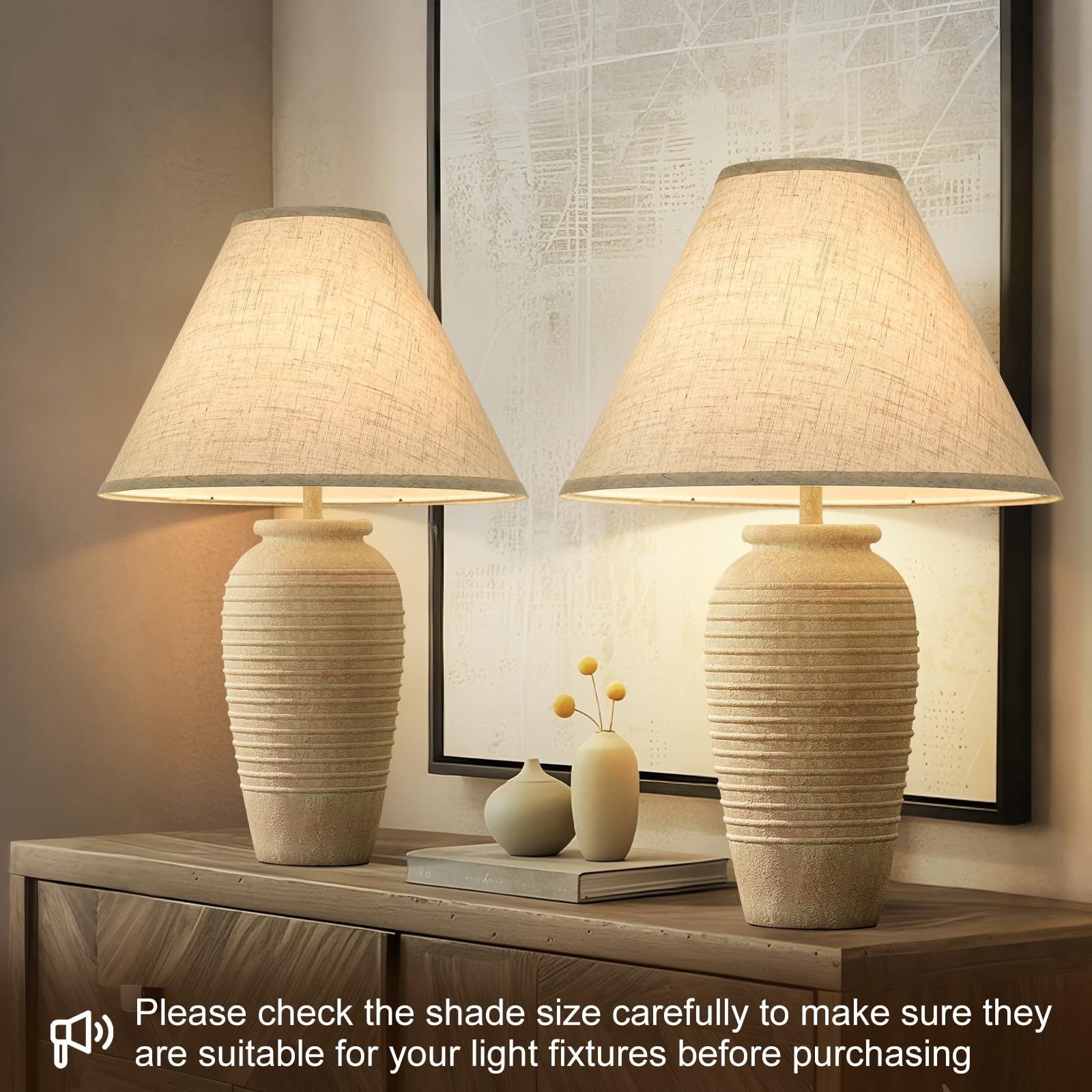 Seaside Village Empire Lamp Shades Set 2, 6&Prime; Top X 16&Prime; Bottom X 10.8&Prime; High