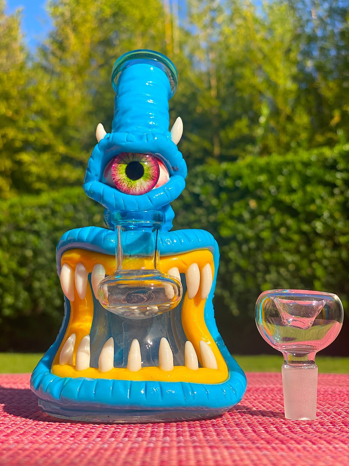 Monster Design 7&Prime; Hookah Glass Water Pipe Bong Bubbler W/ Percolator Recycler