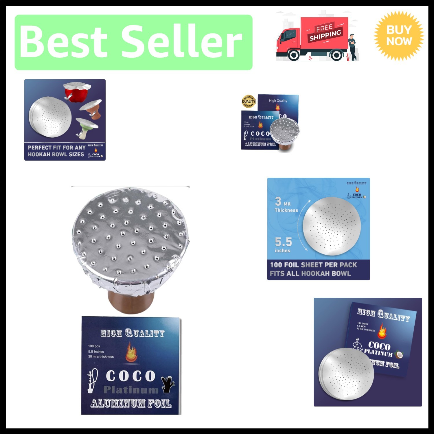 Durable Hookah Foil with Pre-Punched Holes – 100 Sheets, Perfect for Grilling