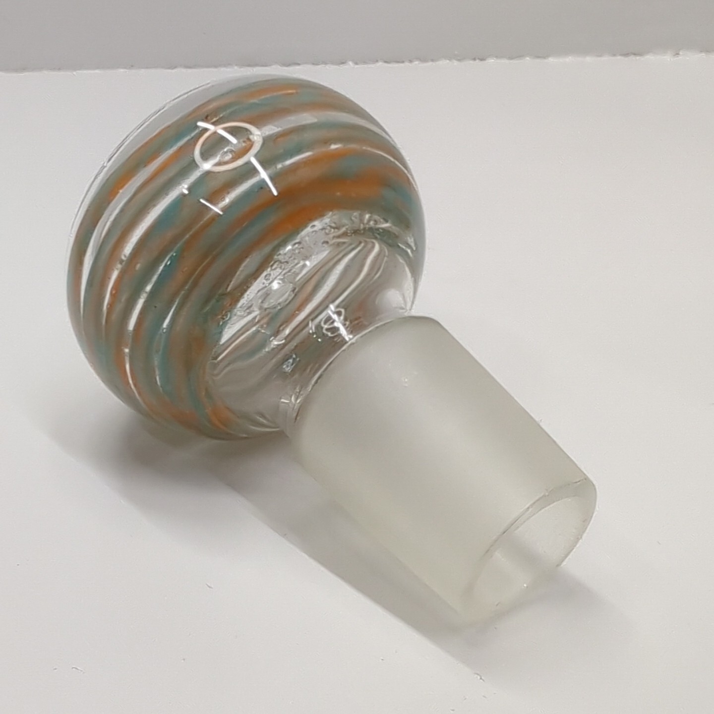 18mm Male Blue & Orange Glass Tobacco Water Pipe Bubble Bowl Replacement Piece