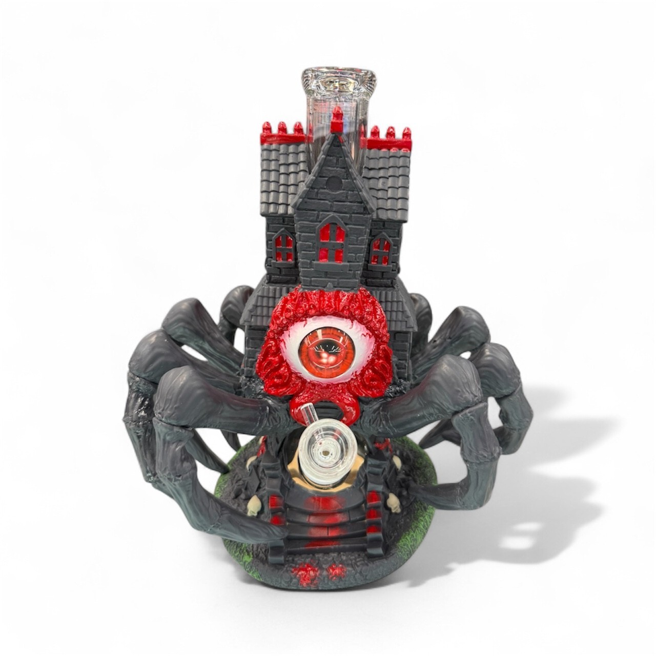 8 » Haunted House Spider Themed Glass Bong – Horror Eyeball Design Collect