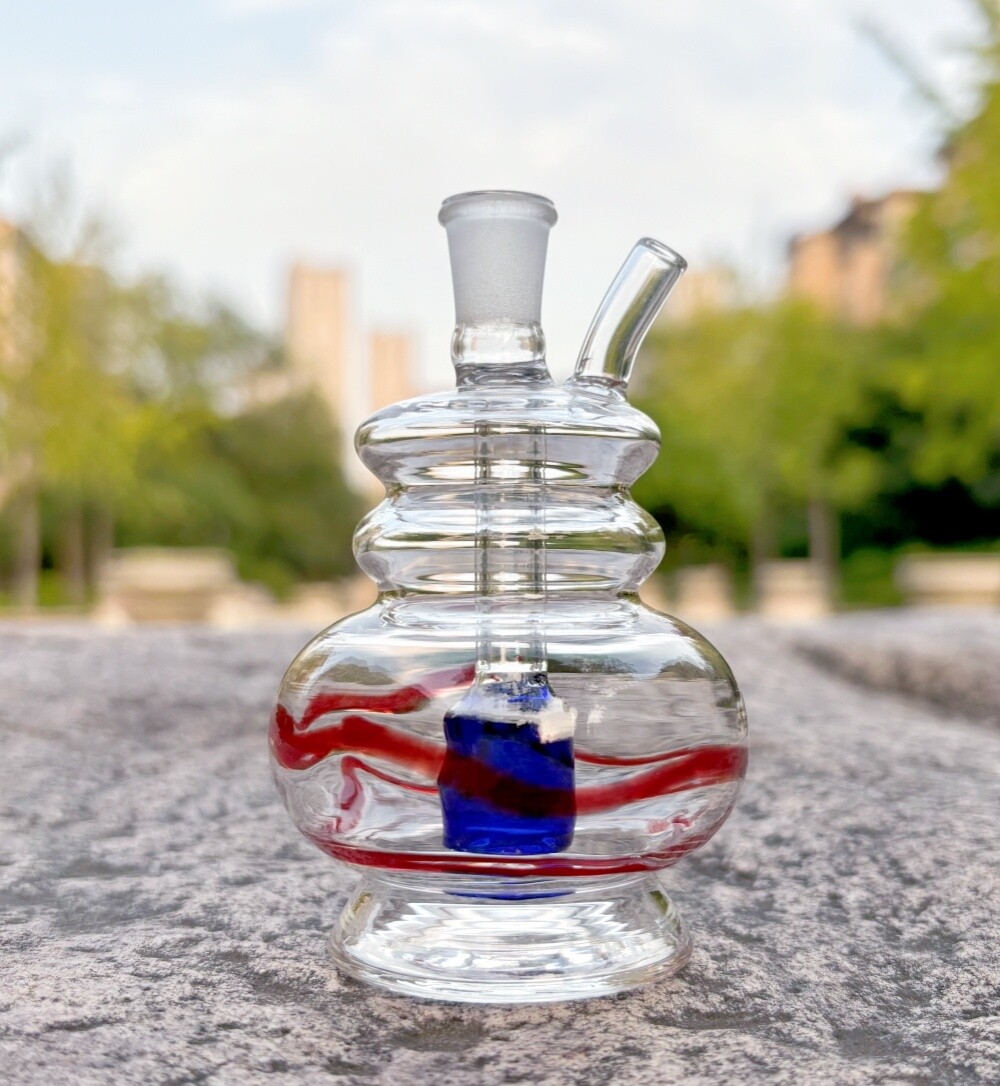 NEW 9cm Mini Round Thick Glass Bong Hookah Smoking Water Pipe Shisha Bubbler