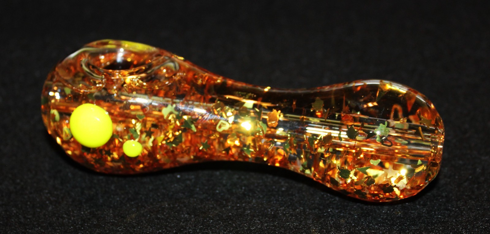 5&Prime; SOLAR GOLD FREEZE Glass Tobacco Smoking Pipe – Holographic Confetti – Accents