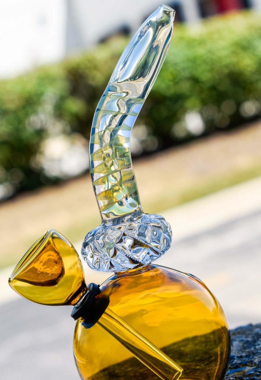 5&Prime; Spiral Tilted Mini Bong Crystal Fumed 24KT Glass Water Pipe Bong Bubbler*USA*