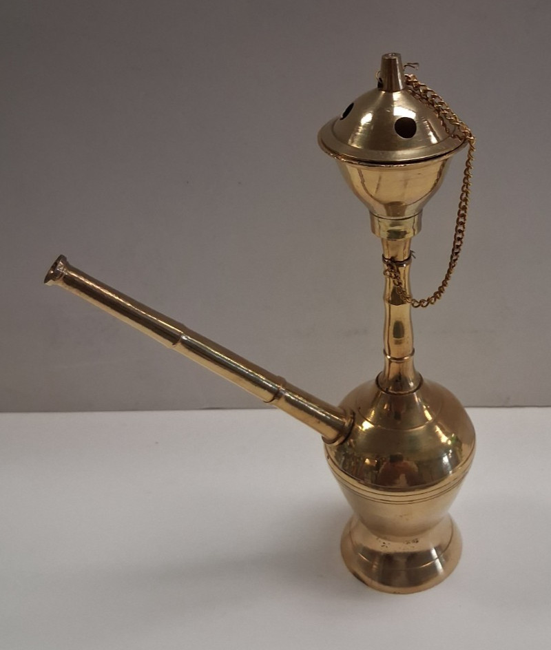 VINTAGE BRASS METAL HOOKAH WATER PIPE BONG WITH LID 7 INCHES TALL