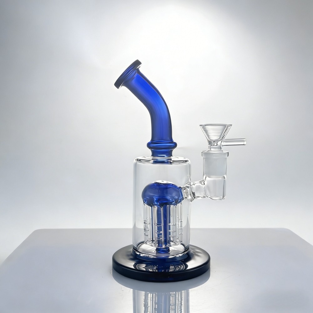 7&Prime; Heavy Glass Bong Water Pipe Tree-arm Perc Blue Bubbler Hookah W/14mm Bowl USA