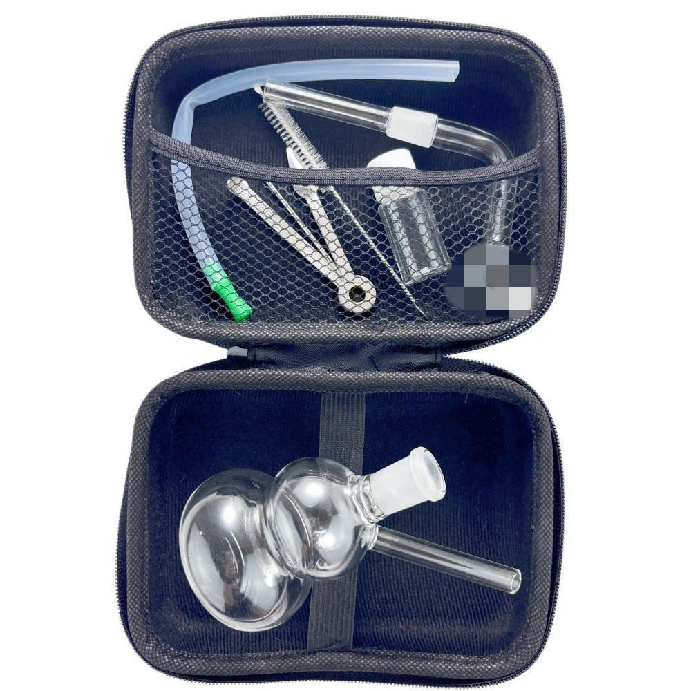 Portable 4&Prime; Glass Bong Gourd Smoking Water Pipe Hookah Bubbler W/Tool Box SET