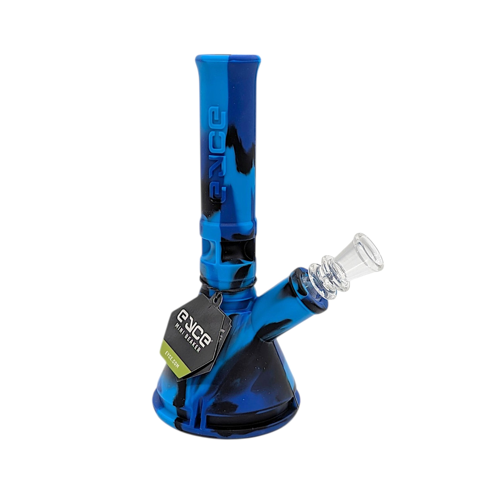 Eyce Mini Beaker 7&Prime; Silicone Water Pipe 14mm Glass Bowl & Storage Blue Black
