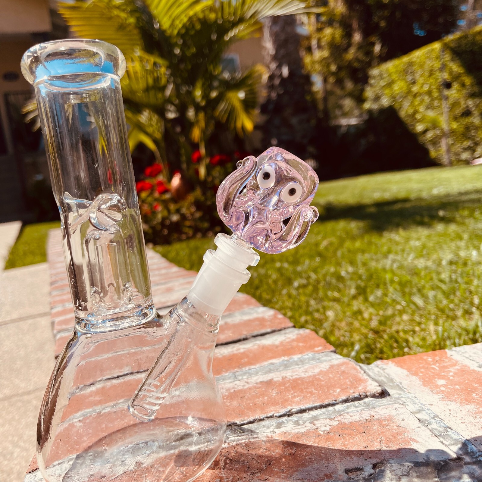14mm Cute Pink Octopus Bowl Head Piece Bong Bowl Holder
