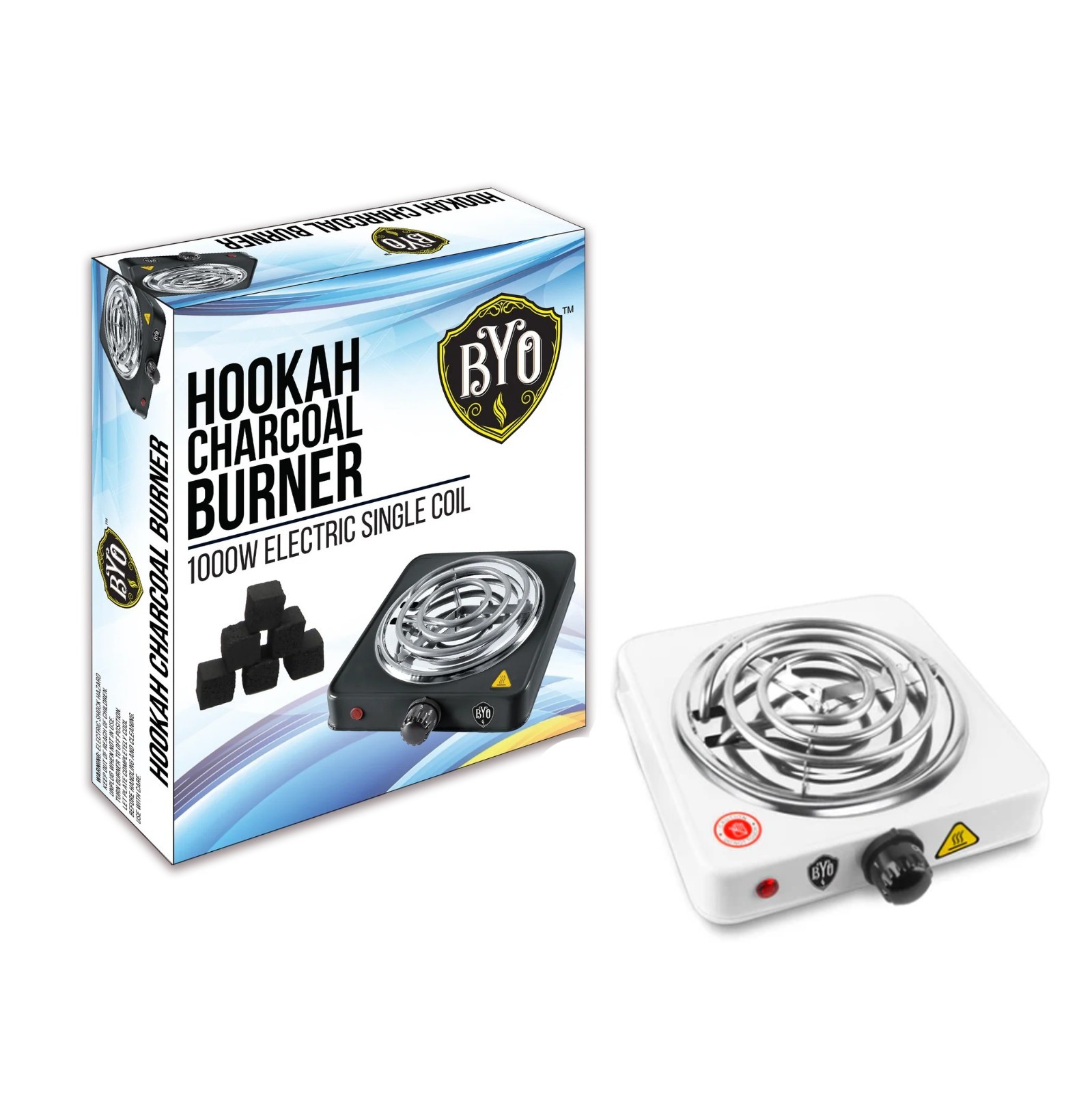 B.Y.O Hookah Charcoal Burner Hot Plate – 1000W Single Coil | Mix & Match Colors