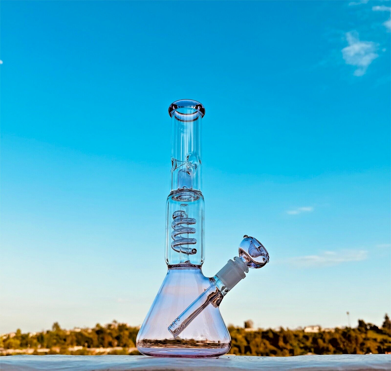 13&Prime; Glass Bong Hookah Water Pipe Heavy Beaker with Custom Made Pink Bowl