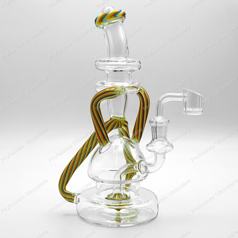 10&Prime; Multicolor Tie-Dye Recycler Bong – Glass Water Pipe, Smooth Filtration