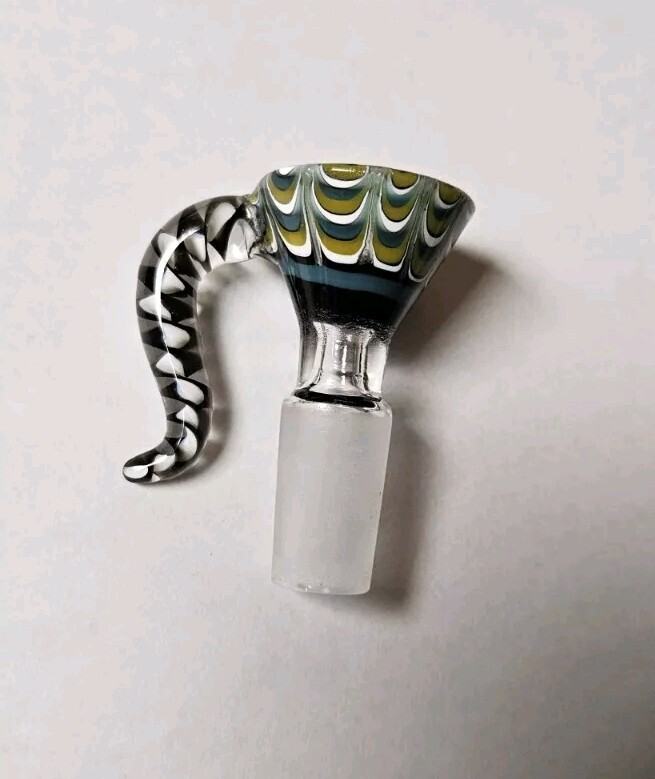 14mm Premium Glass Hookah Bowl Zebra Horn Twist Multi-Color Tye Dye
