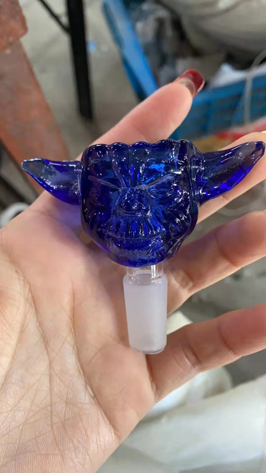 Primium 14mm Thick Glass Blue Yoda Bong Bowl Holder