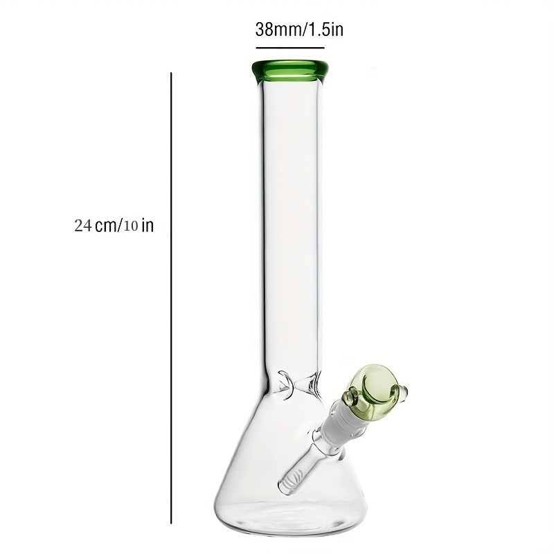 10 inch Heavy Glass Bong Water Pipe Smoking Bong Beaker + 14mm Bowl hookah Green