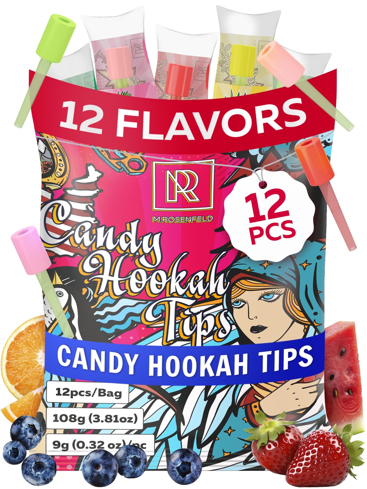 Candy Hookah Tips – 12 pcs Glow in The Dark Jolly Tips – Individually Wrapped…