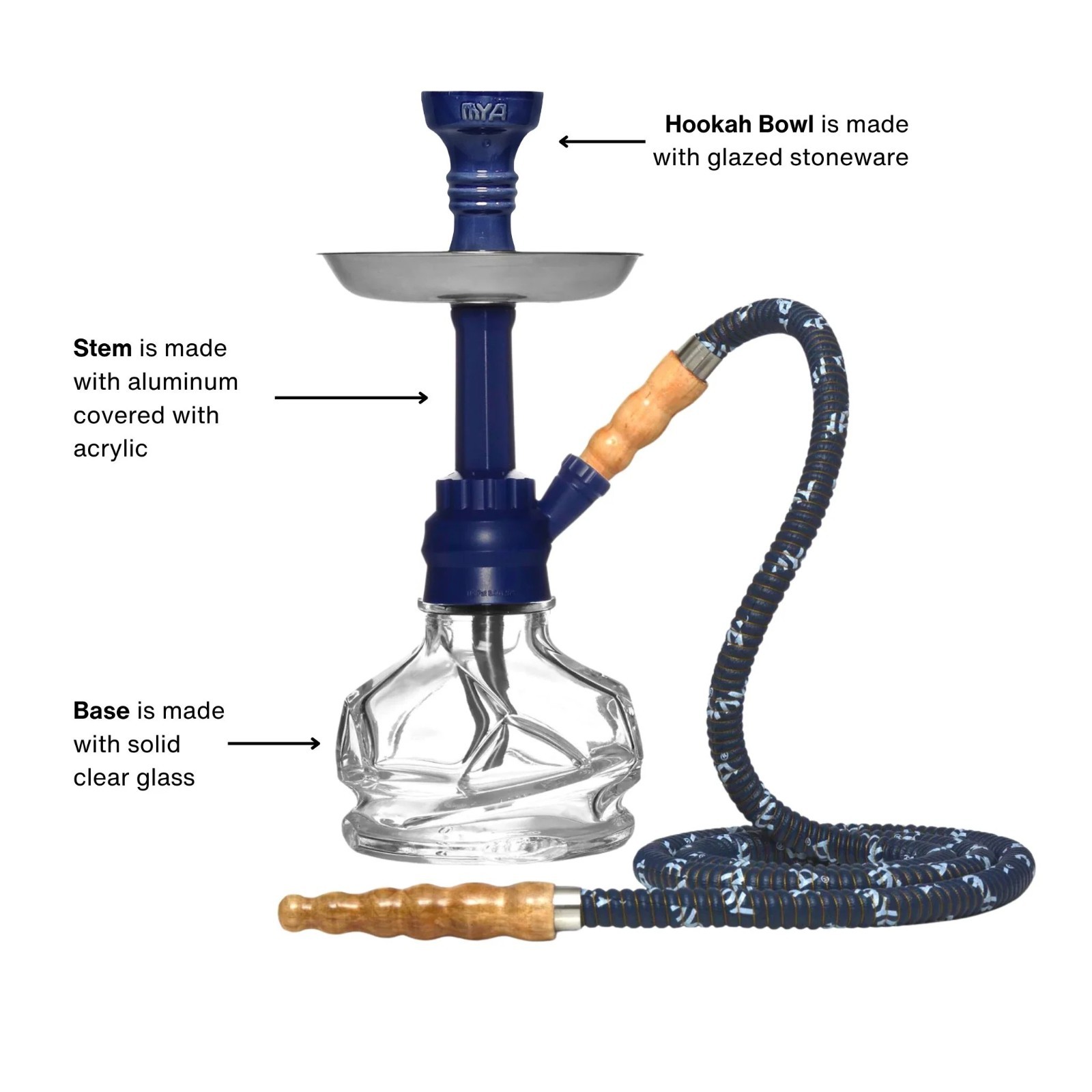 MYA CHICO 251 HOOKAH – 12in Black Cage Hookah Complete Set – BLUE