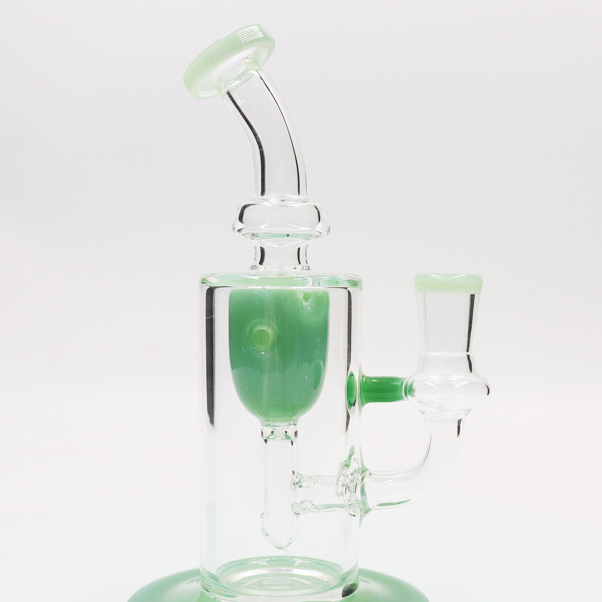 8 » Green Glass Smoking Waterpipes Recycler Bong with 14mm Bowl Handmade hookah