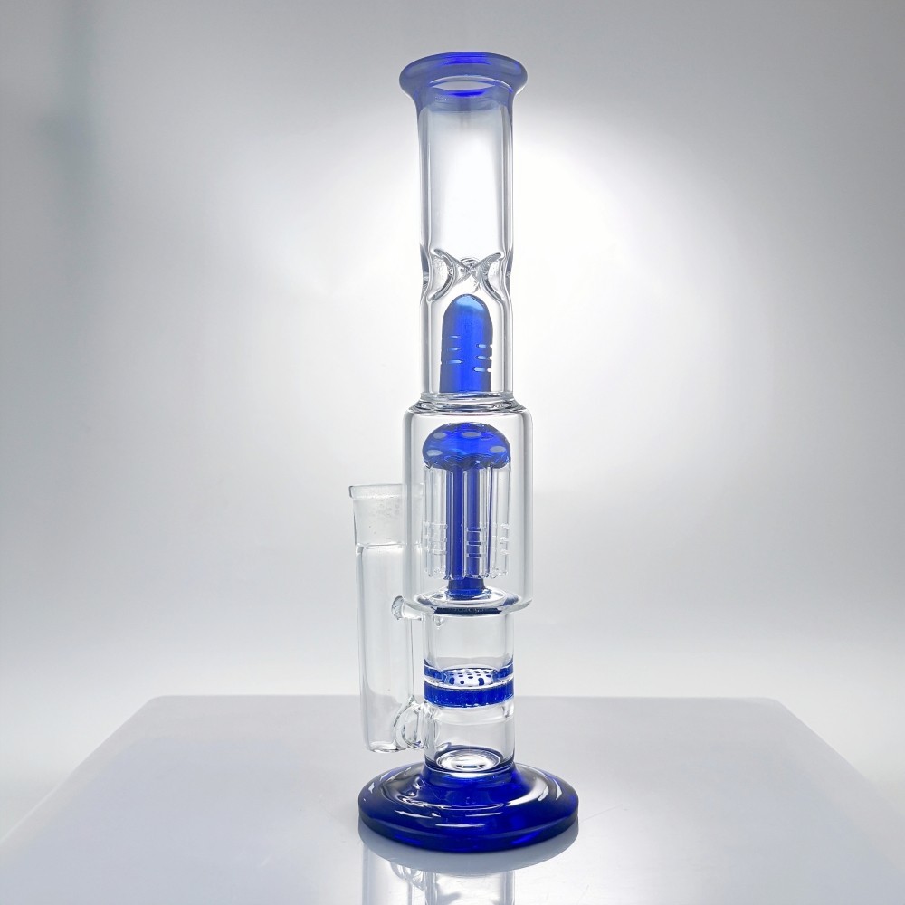 10 » Honeycomb Jellyfish Dual Perc Glass Bong Water Pipe Bubbler w/Bowl USA