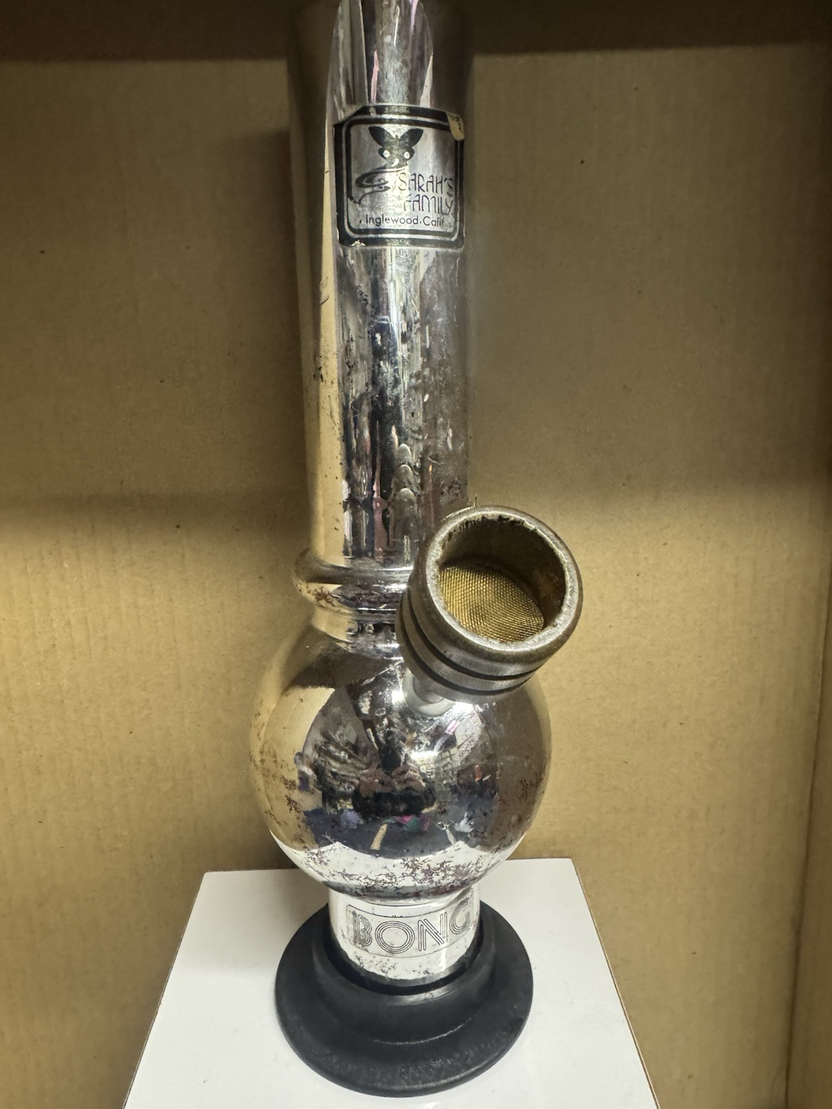 VTG Sarah’s family Silver Red Hookah Pipe Unused Scuffs Bong Missing Cap