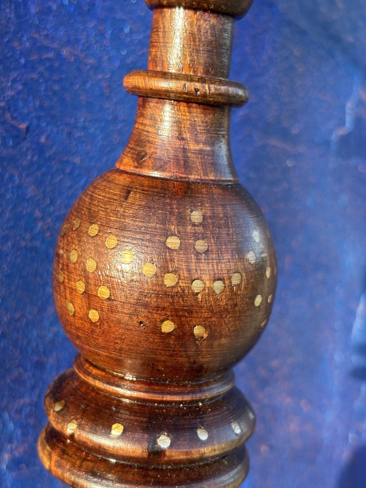 Vintage Ornate Brass Wood Hookah Pipe 16.5” Tall Pipe Boho Flower Decor