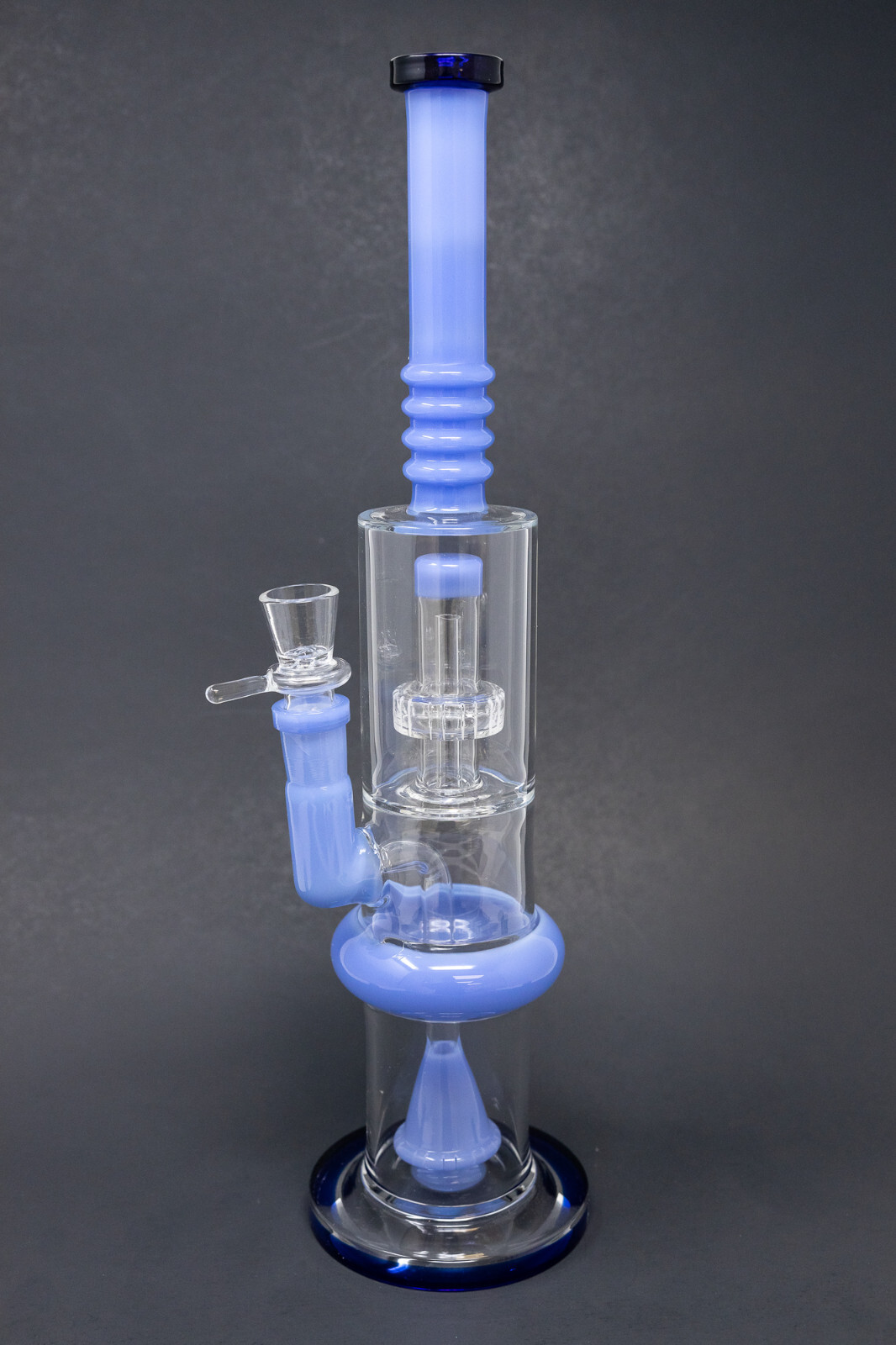 16&Prime; Hookah Water Pipe Blue Flat Base Double Percolator Bong