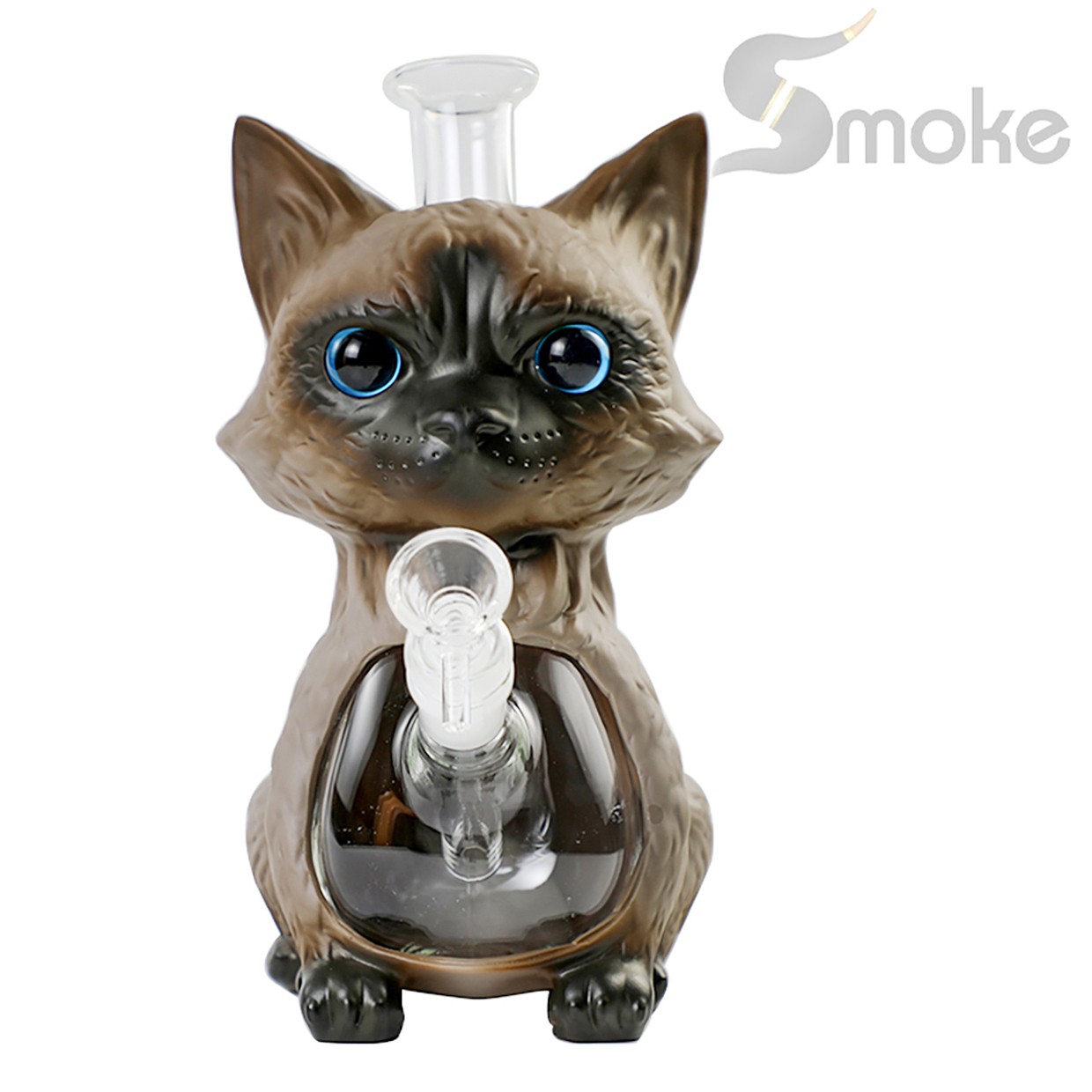 Siamese cat 9in Hookah Glass Bongs Waterpipes Smoking Bubbler bongs w/14mm bowl