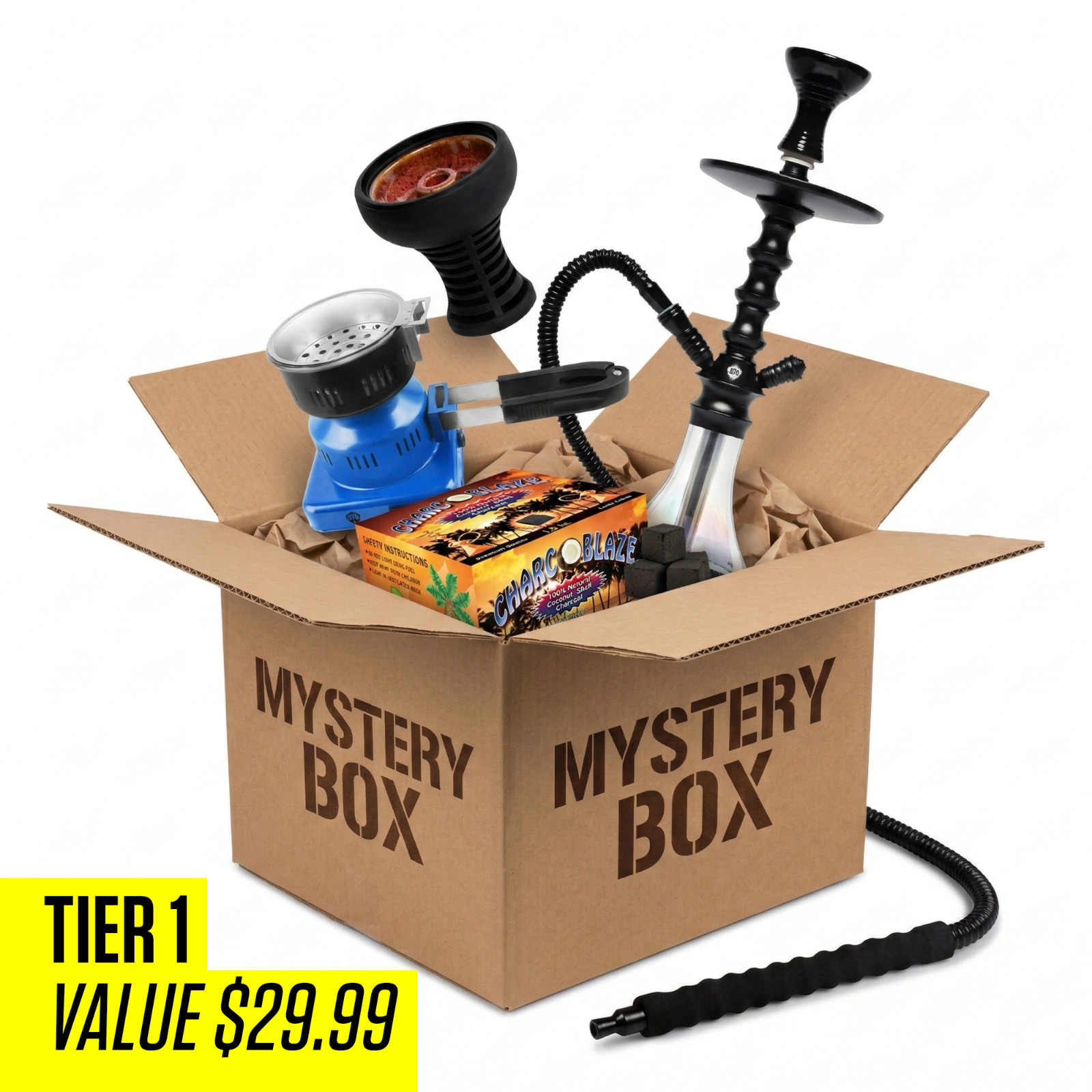 Hookah Mystery Tier 1 – $29.99 Value Hookahs Shisha Burner Accessories BYO