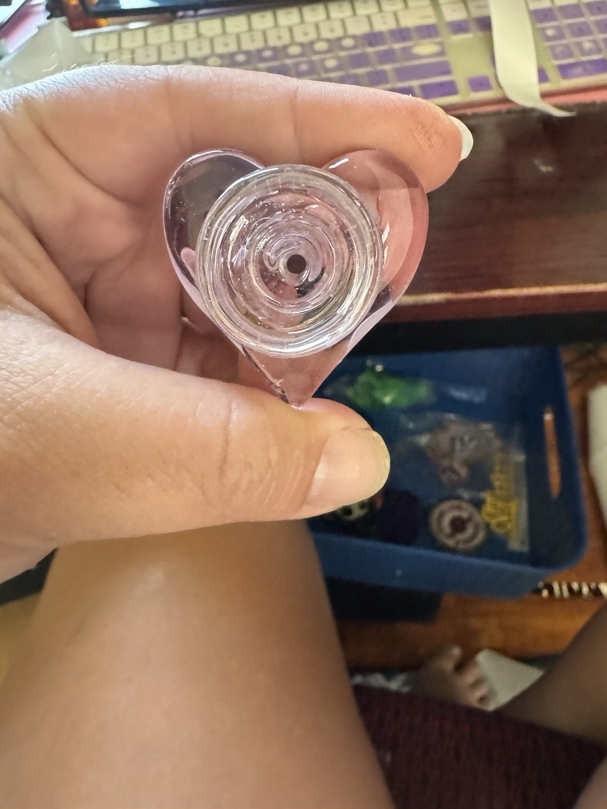 18mm Slide Bowl For Bong Pink HEART LOVE 18mm Bowl Girly Cute