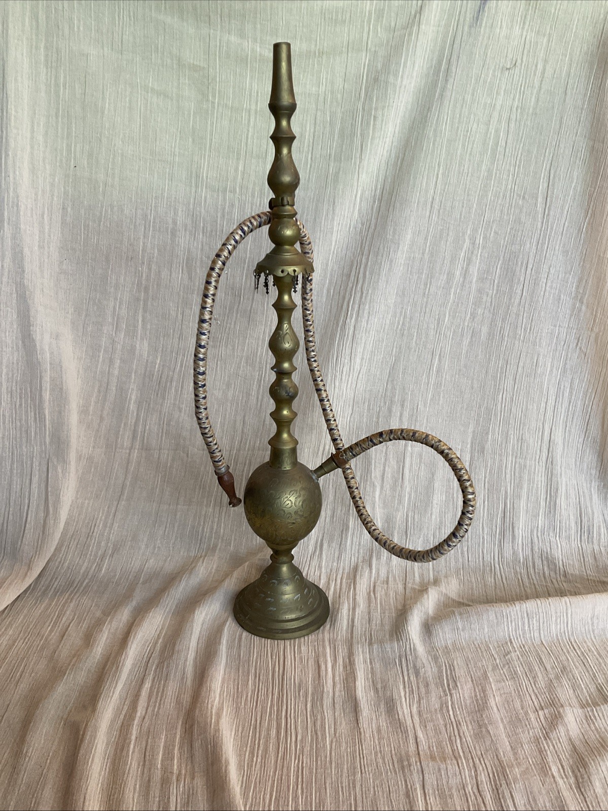 Authentic Antique Egyptian Hookah (brass & wood)