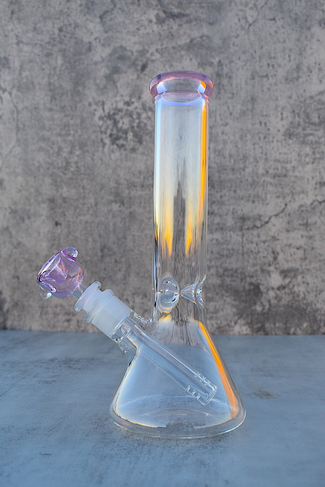 10&Prime; Thick Glass Water Pipe Bong Classic Pink Beaker Hookah Free Shipping