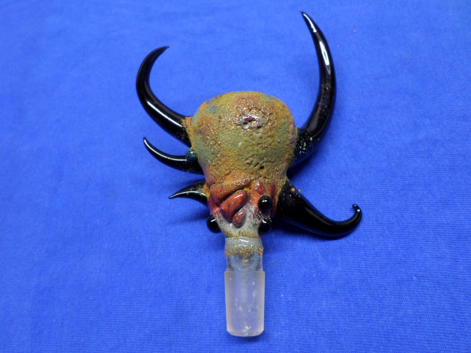 TRINITY GLASSWORKS – Horned Creature Monster Slide 14mm Heady Art Glass 2010