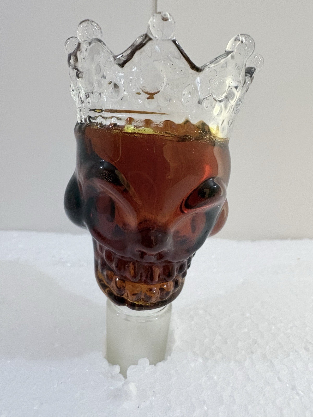 Premium 14mm Thick Glass Orange Skull King in Crown Bowl Head for Water Bong