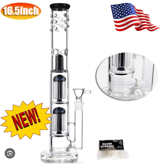16&Prime; Heavy Glass Bong Hookah Tree Dome Percolator Bubber Water Pipe 18mm Bowl