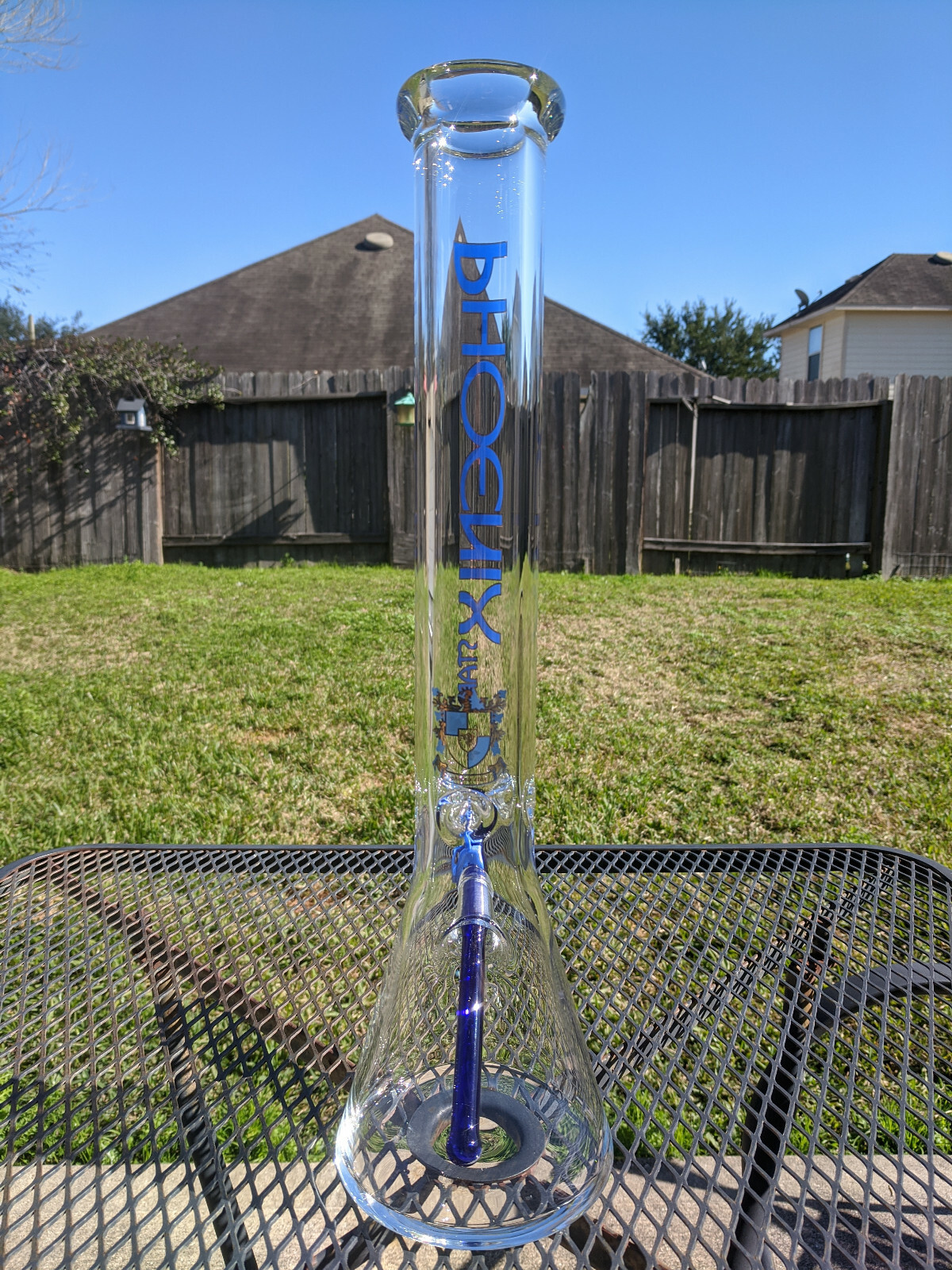 Phoenix Star – 18&Prime; Inch (XL) Glass Beaker Water Pipe Bong – 14mm – Blue